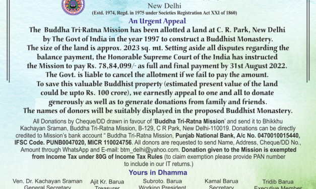 An Urgent Appeal – Buddha Tri-Ratna Mission, New Delhi
